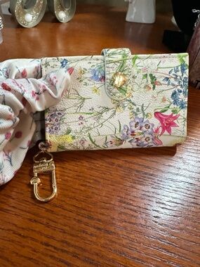 Betsey Johnson Floral White Multicolor Wallet with Gold Hardware